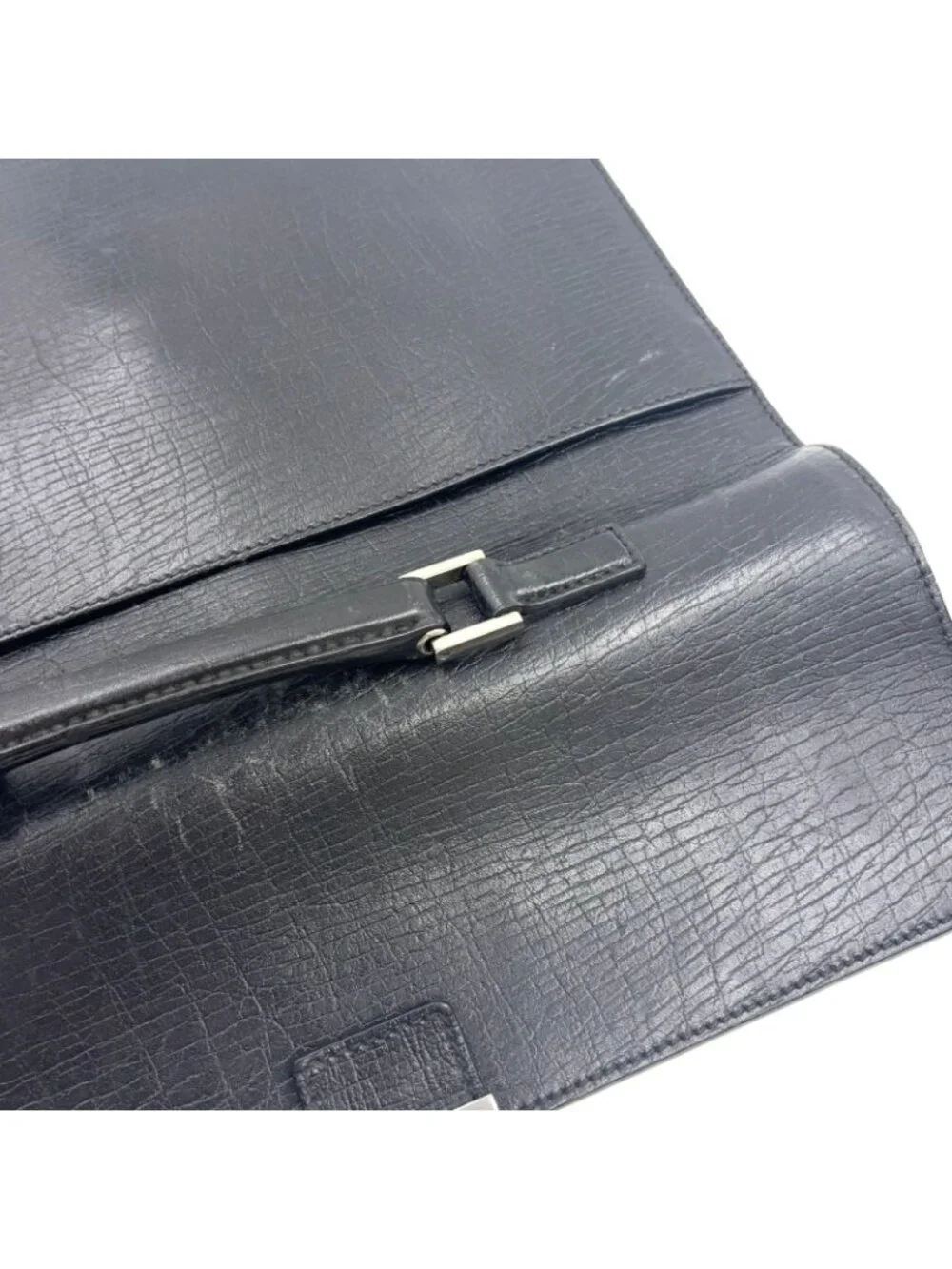 Gucci Guccissima Leather Black Business Bag Silver